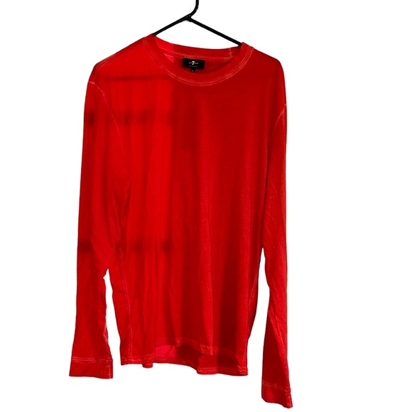7 for all mankind Red Long Sleeve Shirt Size Large - Picture 1 of 6